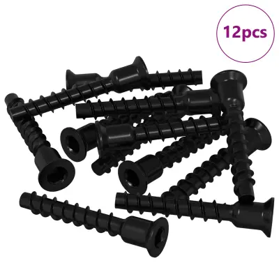 vidaXL Vijačna kapa 12 pcs Črna 7 x 40 mm elezo