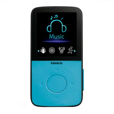 Lenco, Športni MP3 predvajalnik 4GB s pedometrom, 1,8-palčnim TFT zaslonom in snemalnikom glasu, Črna / Modra