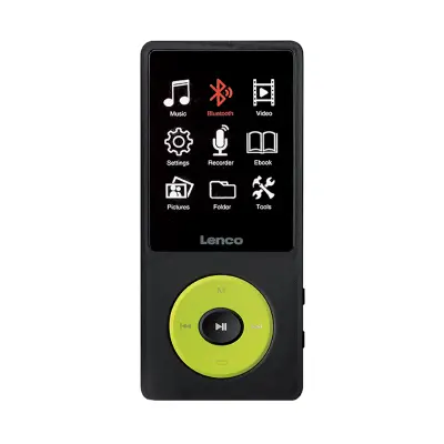 Lenco, MP3 / MP4 predvajalnik 8GB z Bluetoothom, barvnim LCD zaslonom, Črna / Zelena