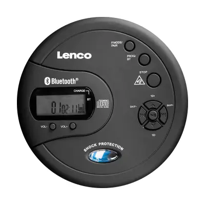 Lenco, Prenosni CD MP3 predvajalnik Bluetooth z zaščito proti udarcem in LCD zaslonom, Črna
