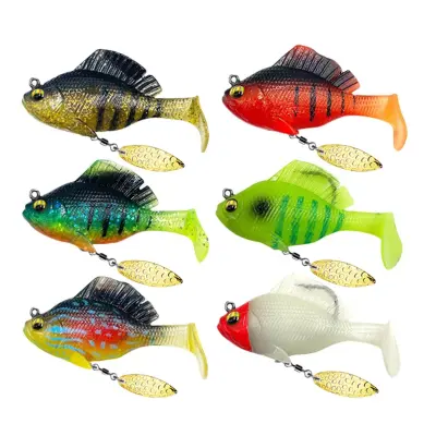 Ribolovne vabe 6 kosov, 10 g, 3D plavalni rep, skriti trnek in vrtljivo rezilo | FISOLOVKA