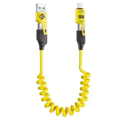 4-v-1 izvlečni polnilni kabel 65W, USB-A/USB-C na USB-C/Lightning, 1,5 m | SPRINTCHARGE