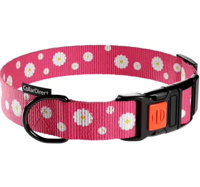 Najlonska ovratnica za pse z zaponko, nastavljiv obseg 45,7-66 cm, trpežen najlon za vsakodnevne aktivnosti, rožnata barva