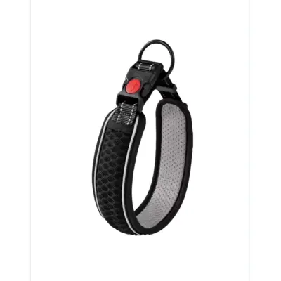 Adjustable Two-Tone Pet Collar with Reflective Strip, Padded Polyester Black XS