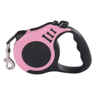 5M Automatic Retractable Pet Leash with One-Hand Brake and Auto-Lock Pink
