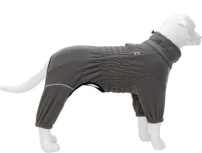 Zimska jakna za psa 3XL, flis podloga, topel telovnik s hlačnicami in odsevniki, odporen na veter, siv, velikost 3XL