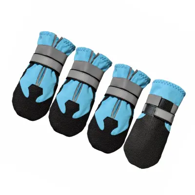 Pasji zunanji copati 4-pack – nedrsni spandeks z nastavljivim trakom Blue M