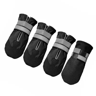 Pasji zunanji copati 4-pack – nedrsni spandeks z nastavljivim trakom Black M