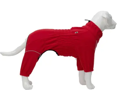 Jakna za psa zimska s flisom in ovratnikom, toplo oblačilo z odsevniki, rdeča, velikost 3XL, odporna na veter in sneg