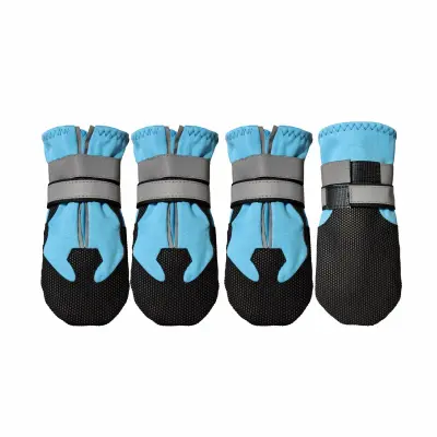 Pasji zunanji copati 4-pack – nedrsni spandeks z nastavljivim trakom Blue XL