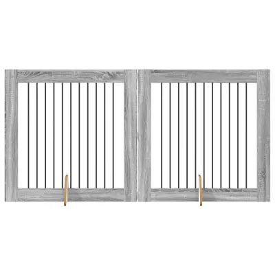 vidaXL Vrata za pse z stojali 2 pcs Siva Sonoma 100 x 100 cm