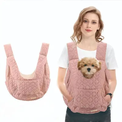 Dvojni nahrbtnik za hišne ljubljenčke - lahek poliester (psi, mačke) Pink