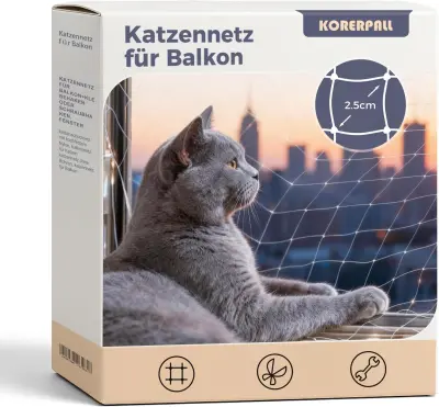 Zaščitna mreža za mačke in ptice za balkon in okno 5 x 5 m, prozorna, brez vrtanja, odporna na UV žarke in vremenske vplive