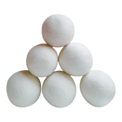 Volnene kroglice za mačke Igrača 6 kosov, 3,8 cm, polstena naravna volna, ekološke in tihe mačje igrače za lov, bele barve