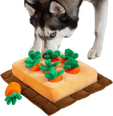 Interaktivna igrača za psa Miška in sir 2v1, plišasta miselna igra z odprtinami za priboljške in piskalom za mladiče