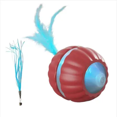 Interactive USB-C Rechargeable Pet Toy Ball - Motion & Touch Activated Cat Play Ball Red