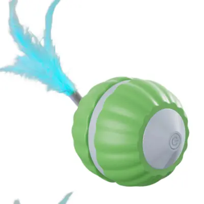 Interactive USB-C Rechargeable Pet Toy Ball - Motion & Touch Activated Cat Play Ball Green