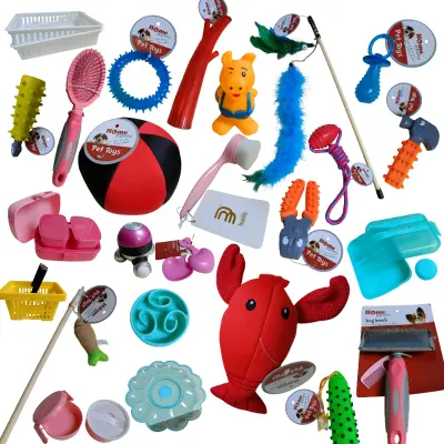 Dodatki za hišne ljubljenčke in dom, komplet 60 kosov - igrače, posode, bidoni, krtače in dekoracija za vsakdanjo uporabo