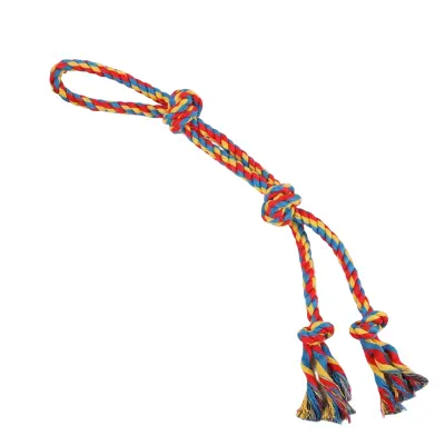 Vrvna igrača za pse 60 cm trpežna bombažna vrv s 4 vozli za grizenje in vlečenje, primerna za srednje in velike pse