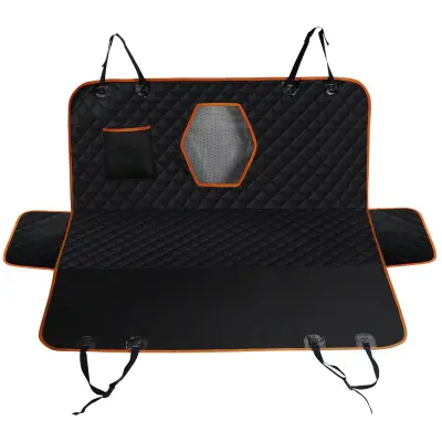 Avtomobilska odeja za psa, prešito pregrinjalo, nedrseča podloga in vodoodporna zaščita sedežev, črno-oranžna barva