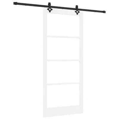 vidaXL Drsna vrata Bela 93 x 211 cm Trden borov les in steklo