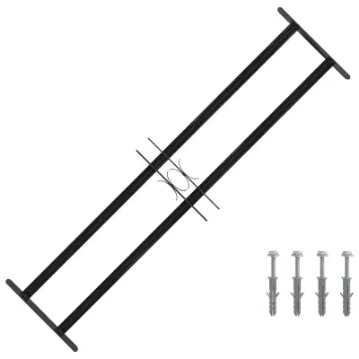 vidaXL Okenska rešetka 115 x 30 cm Prašno lakirano jeklo Črna