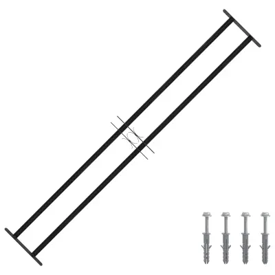 vidaXL Okenska rešetka 176 x 30 cm Prašno lakirano jeklo Črna