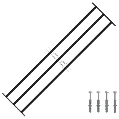 vidaXL Okenska rešetka 174 x 45 cm Prašno lakirano jeklo Črna