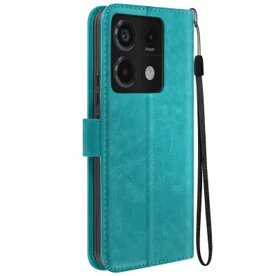 Mayaxess, Torbica s preklopom za Xiaomi Redmi Note 13 Pro 5G Zaščita z zapestnim trakom Večnamenska zaklopka, Turkizna