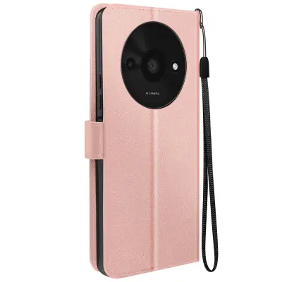 Mayaxess, Torbica s preklopom za Xiaomi Redmi A3 Zaščita z zapestnim trakom Večnamenska zaklopka, Šampanjec roza