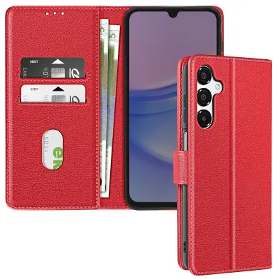 Ohišje za Samsung Galaxy A16 Clapet Denarnica in držalo za videoposnetke, Rdeča