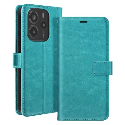 Mayaxess, Ohišje za Xiaomi Redmi Note 14 4G Denarnica s trakom za roko, Turkizna
