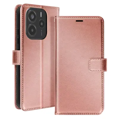 Mayaxess, Ohišje za Xiaomi Redmi Note 14 4G Denarnica s trakom za roko, Šampanjec roza