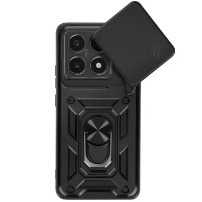 Mayaxess, Ohišje za Xiaomi 14T Ring Support Drsni pokrov kamere, Črna