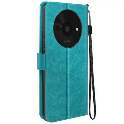 Mayaxess, Torbica s preklopom za Xiaomi Redmi A3 Zaščita z zapestnim trakom Večnamenska zaklopka, Turkizna