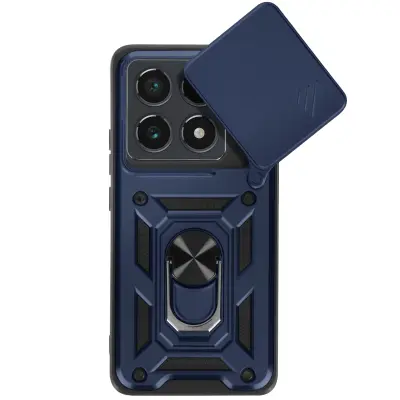 Mayaxess, Ohišje za Xiaomi 14T Pro Ring Support Drsni pokrov kamere, Modra noč