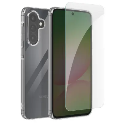Mayaxess, Zaščitni paket za Samsung Galaxy A56 Soft Shell in kaljeno steklo, Prozorno