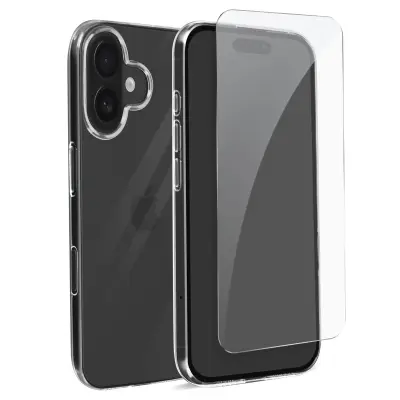 Mayaxess, Zaščitni paket za iPhone 16 Plus Soft Shell in kaljeno steklo, Prozorno