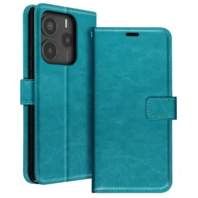 Mayaxess, Ohišje za Xiaomi Redmi Note 14 5G Denarnica s trakom za roko, Turkizna