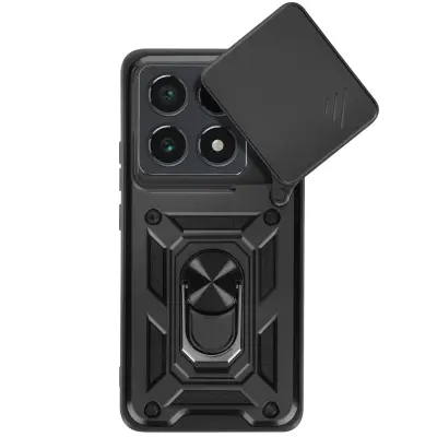 Mayaxess, Ohišje za Xiaomi 14T Pro Ring Support Drsni pokrov kamere, Črna
