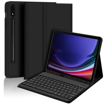 Združljivo ohišje tipkovnice Bluetooth + tipkovnica za Samsung Galaxy Tab A9+ 2023 (11 palcev) - črna