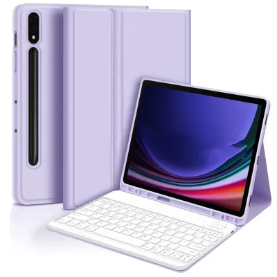 Združljivo Ohišje Tipkovnice Bluetooth Vijolične Barve za Samsung Galaxy Tab S9/S9 FE/S10 (10.9 palcev)