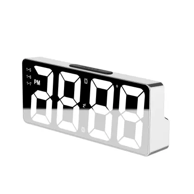 Večnamenska LED digitalna budilka s temperaturo in dremežem White