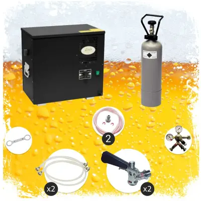 Kompletni set Bierzapfanlage AS-40, 2-vodna naprava za pivo z mokrim hlajenjem pod pultom, Green Line