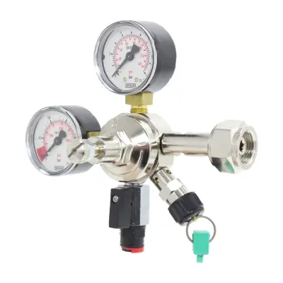 Reduktor tlaka CO2 AFG 7 bar, enocevni, John Guest 8 mm, manometer 0-250 bar