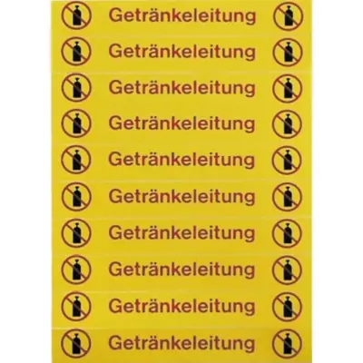 Etiketni list Getränkeleitung 20x 100x10mm za cevovode pijač v gastronomiji