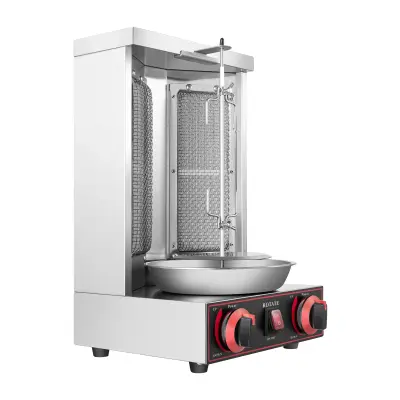 Plinska vertikalna shawarma naprava, 3000W moč, dvojni gorilnik, črna