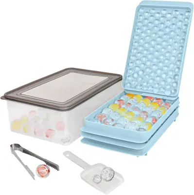 Model za ledene kroglice s posodo, pokrovom, lopatko in kleščami, moder, komplet za izdelavo okroglega ledu, brez BPA