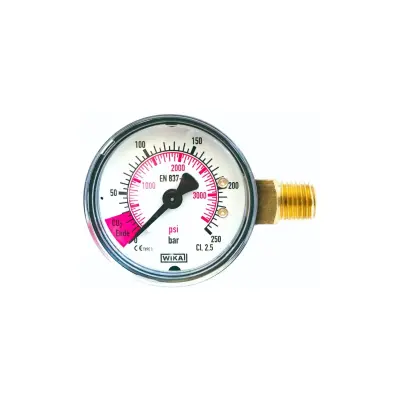 Manometer za CO2 vsebino z rdečim območjem in 1/4 navojem