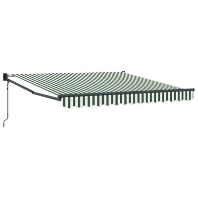 vidaXL Retraktilna tenda Zelena in Bela 350 x 250 cm